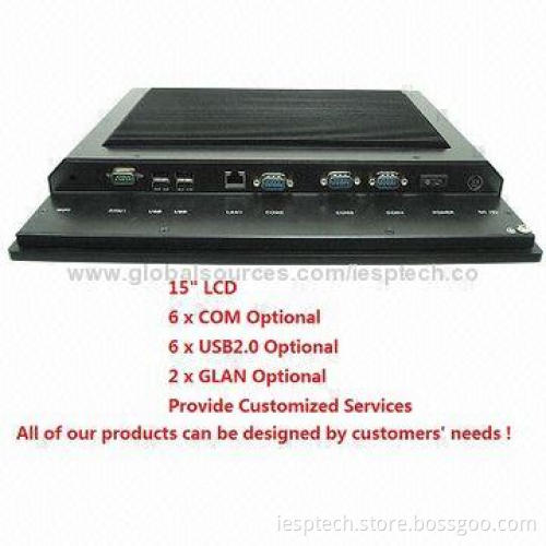 All-in-one Panel PC, 15" LCD, Core 2 Duo P7550 CPU/2GB/320GB, 6xCOM/4xUSB/2xGLAN, Fanless Design